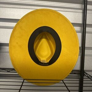 Yellow Wide Brim Hat with Black Band